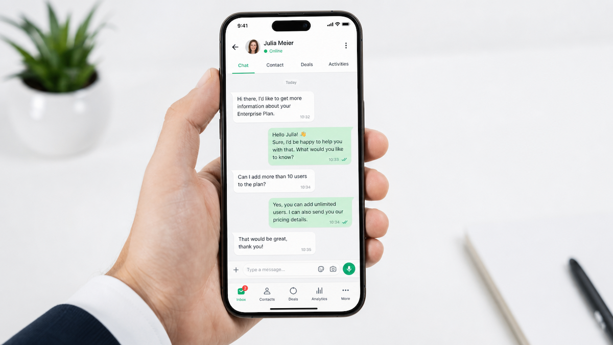 WhatsApp style lead capture preview